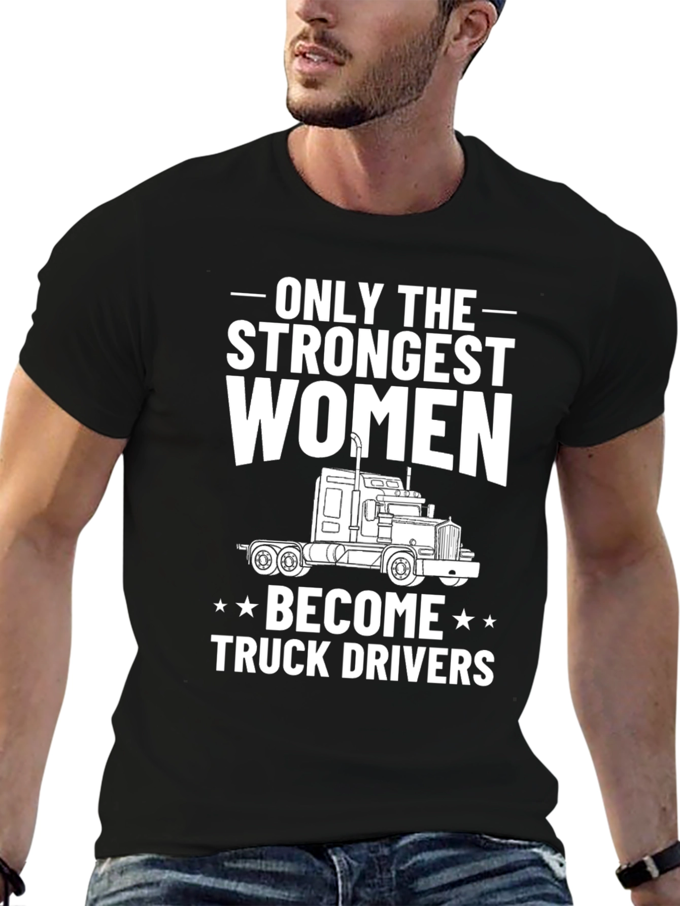 Strongest Women Truck Driver Black T-Shirt