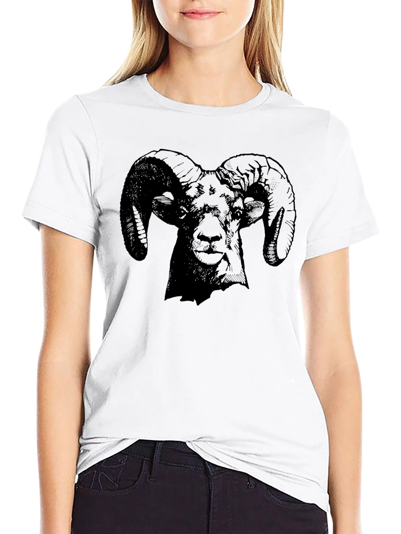 Ram Graphic Print Black T-Shirt
