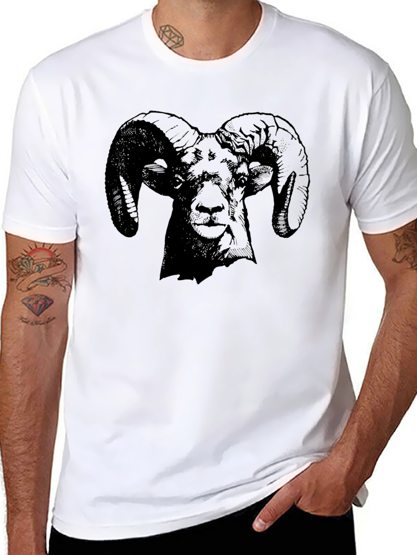 Ram Graphic Print Black T-Shirt