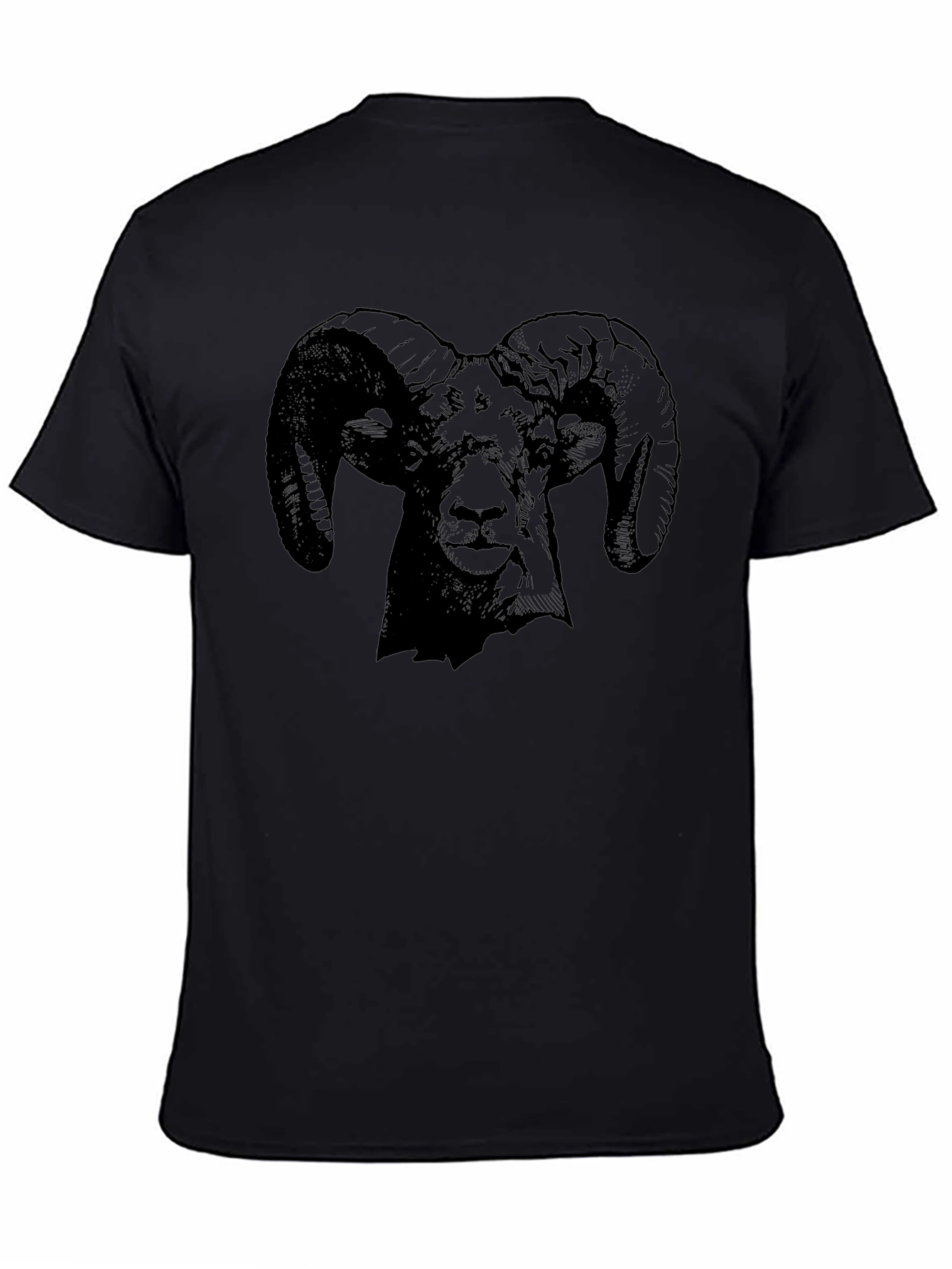 Ram Graphic Print Black T-Shirt