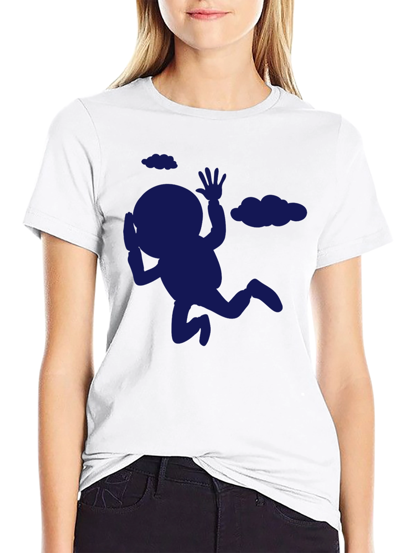 Funny Falling Man Graphic Tee - Black T-Shirt