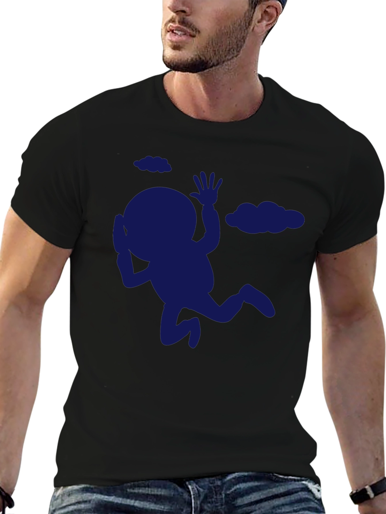 Funny Falling Man Graphic Tee - Black T-Shirt