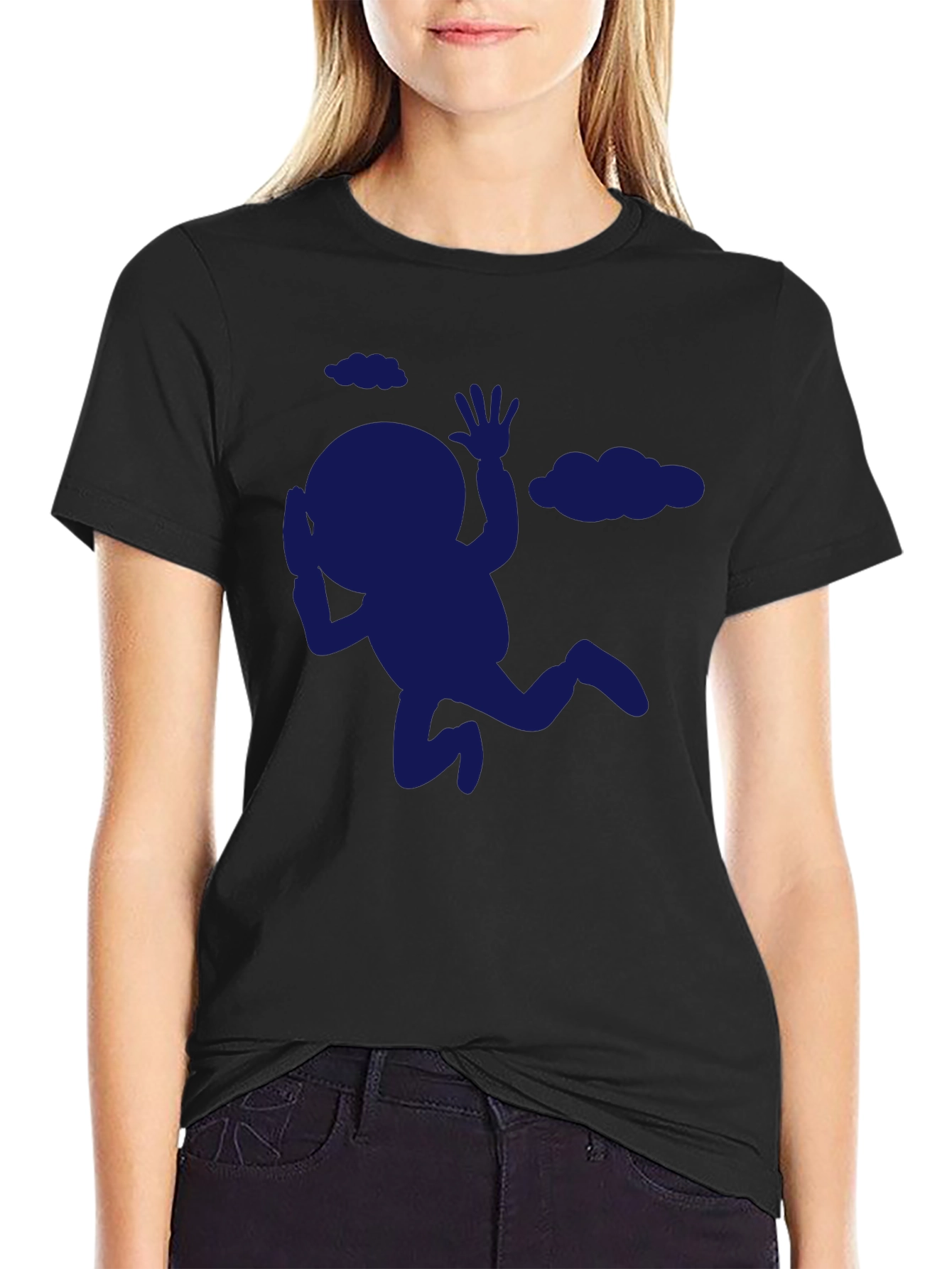 Funny Falling Man Graphic Tee - Black T-Shirt