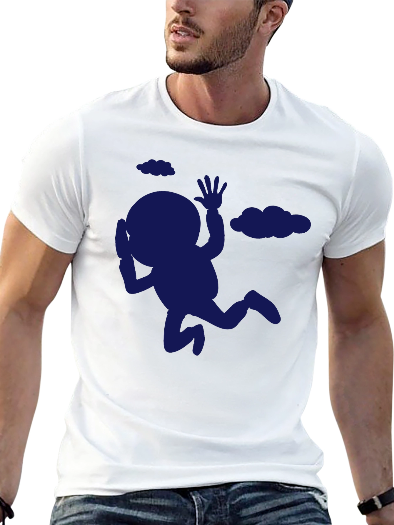 Funny Falling Man Graphic Tee - Black T-Shirt