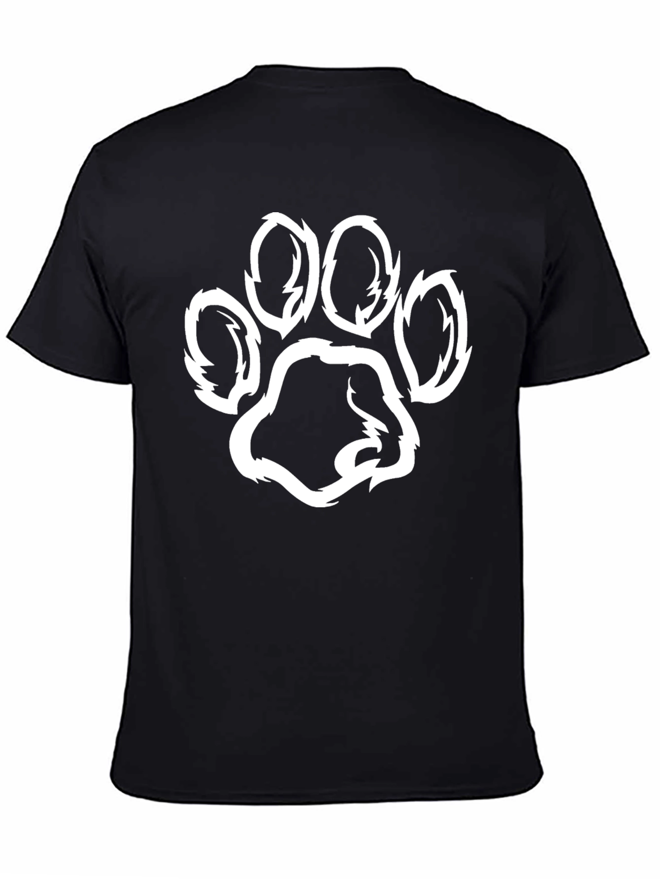 Black T-Shirt with Paw Print Graphic