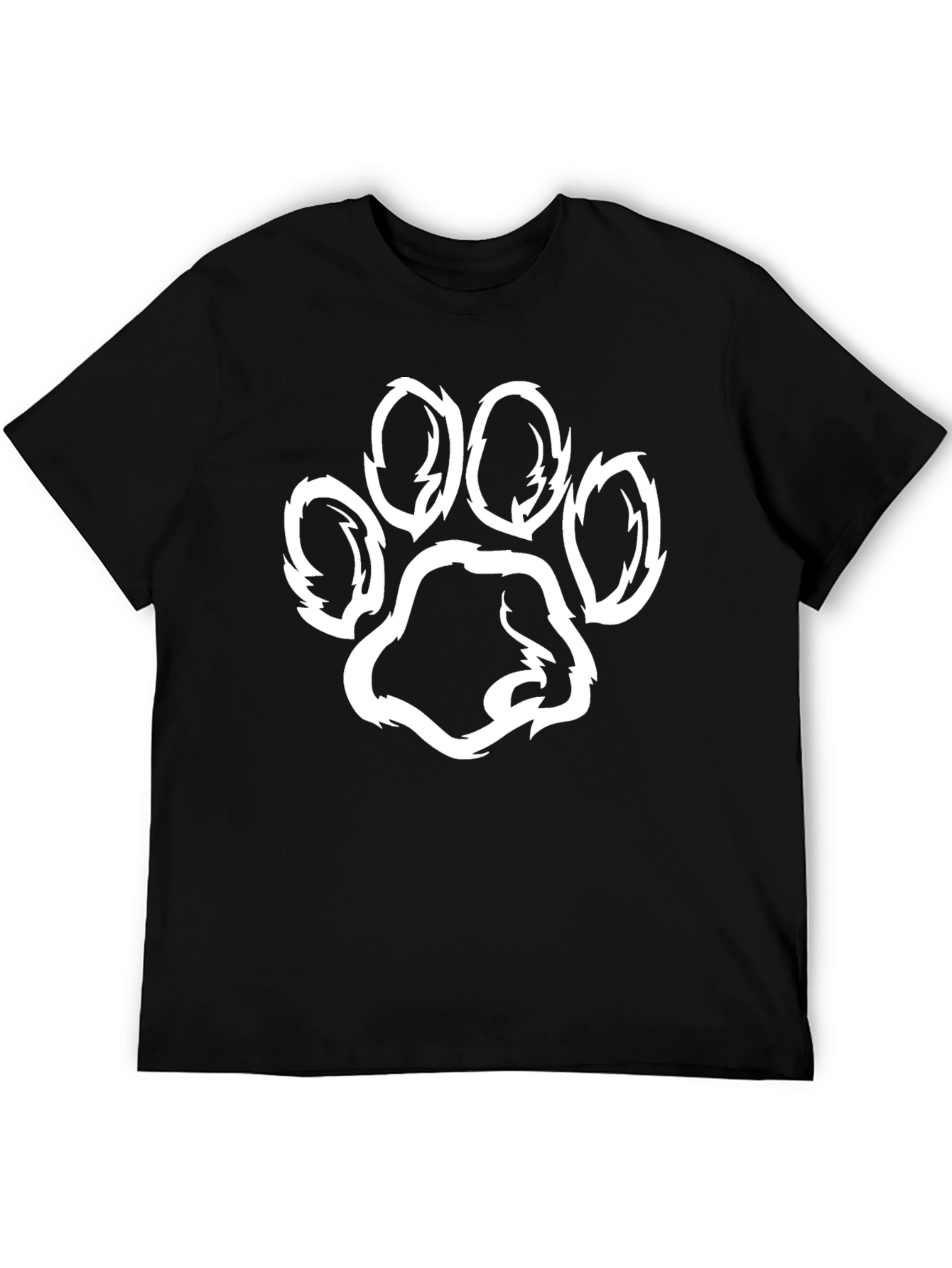 Black T-Shirt with Paw Print Graphic