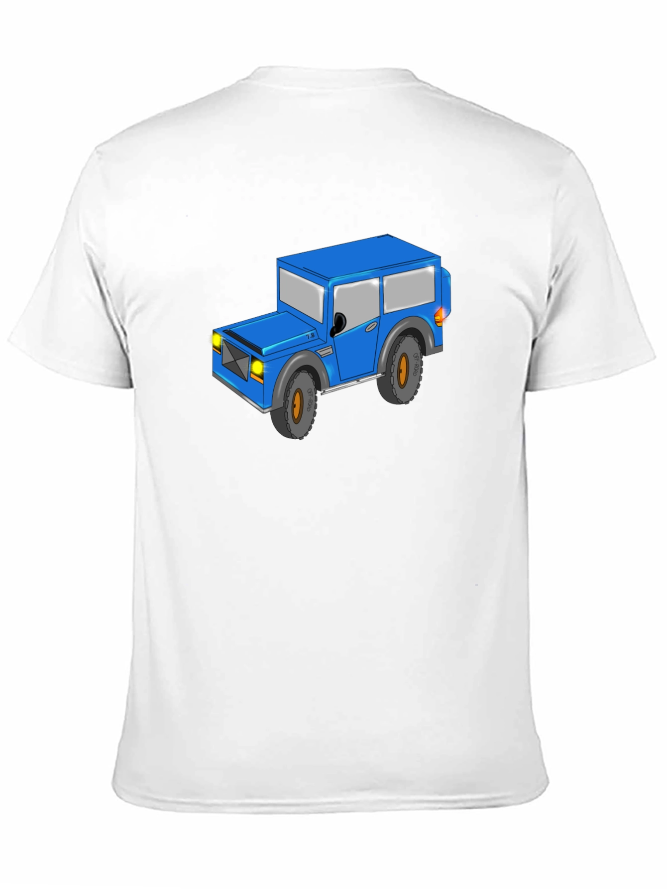 Blue Cartoon Jeep Black T-Shirt