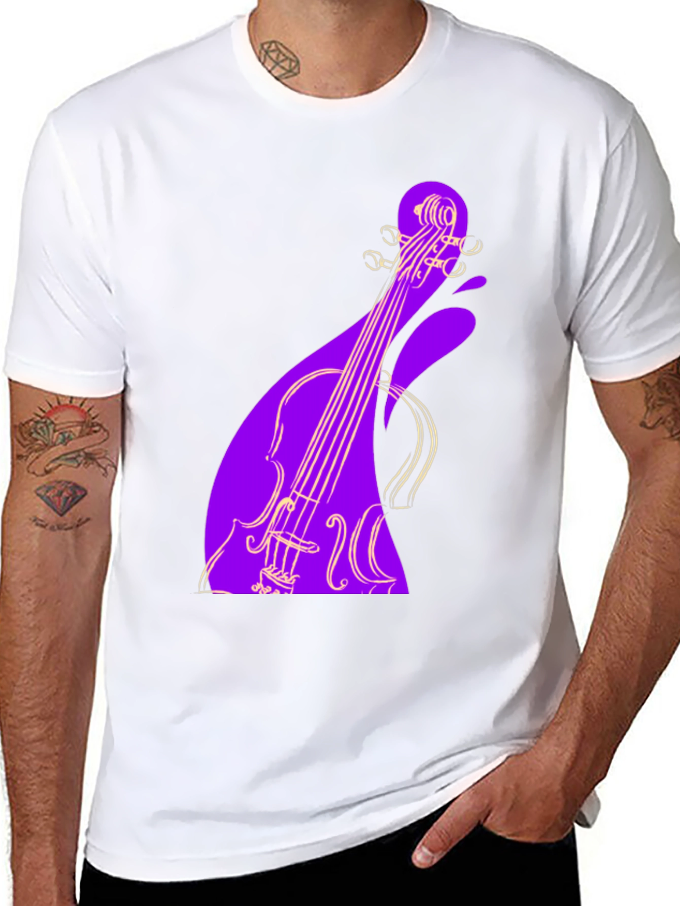 Violin Graphic Black Tee - Unique Music Lover Gift