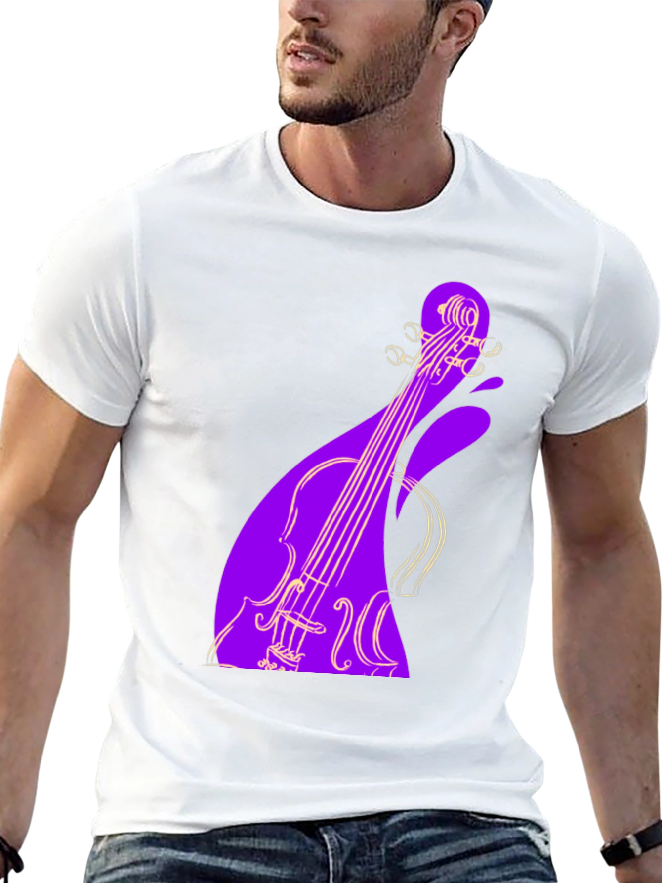 Violin Graphic Black Tee - Unique Music Lover Gift