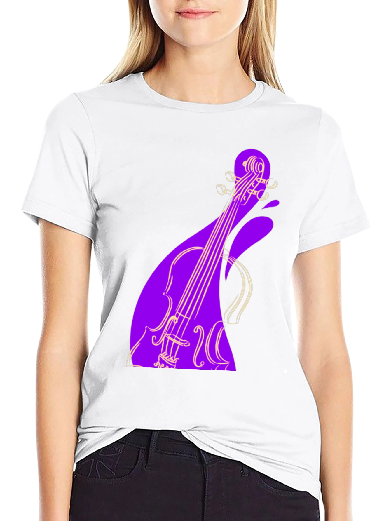 Violin Graphic Black Tee - Unique Music Lover Gift