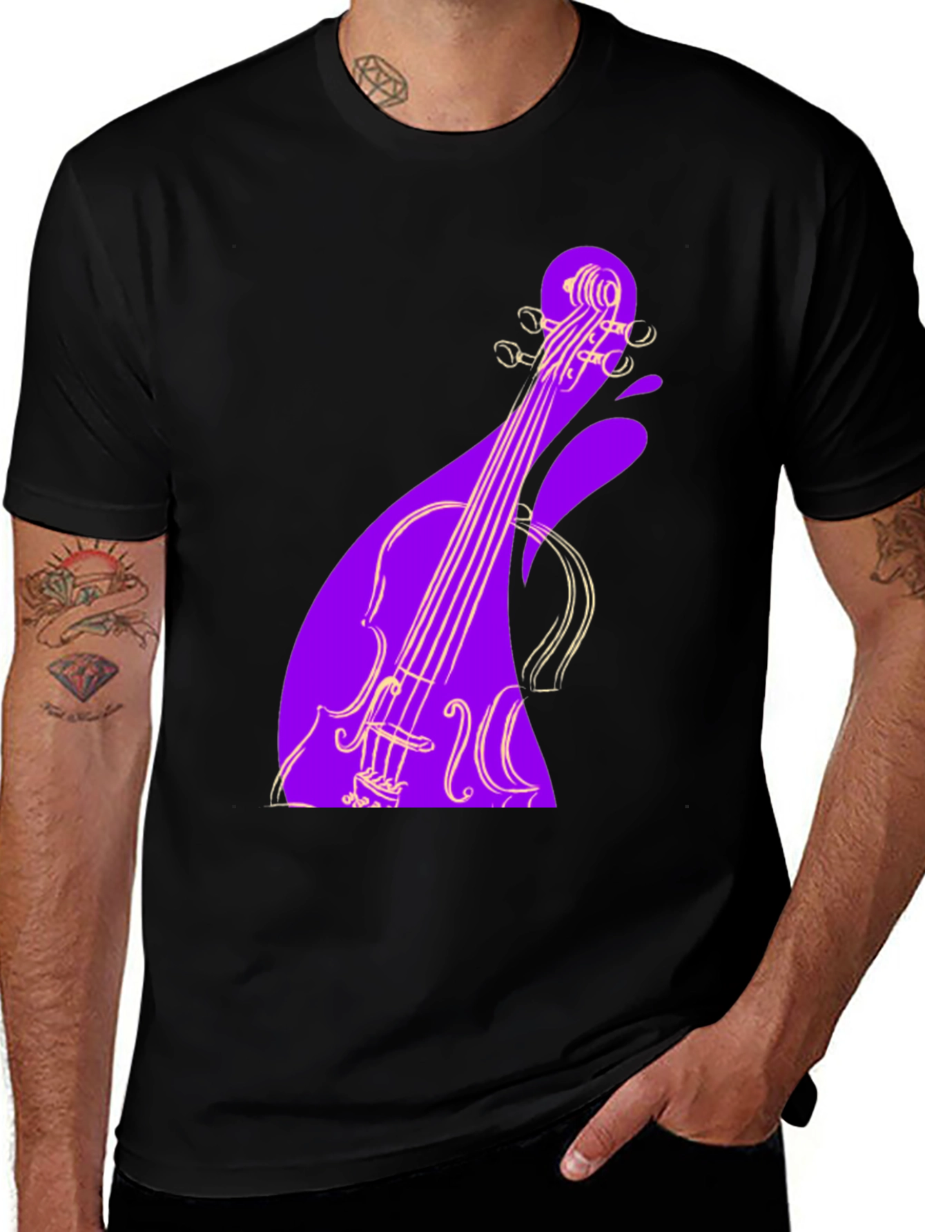 Violin Graphic Black Tee - Unique Music Lover Gift