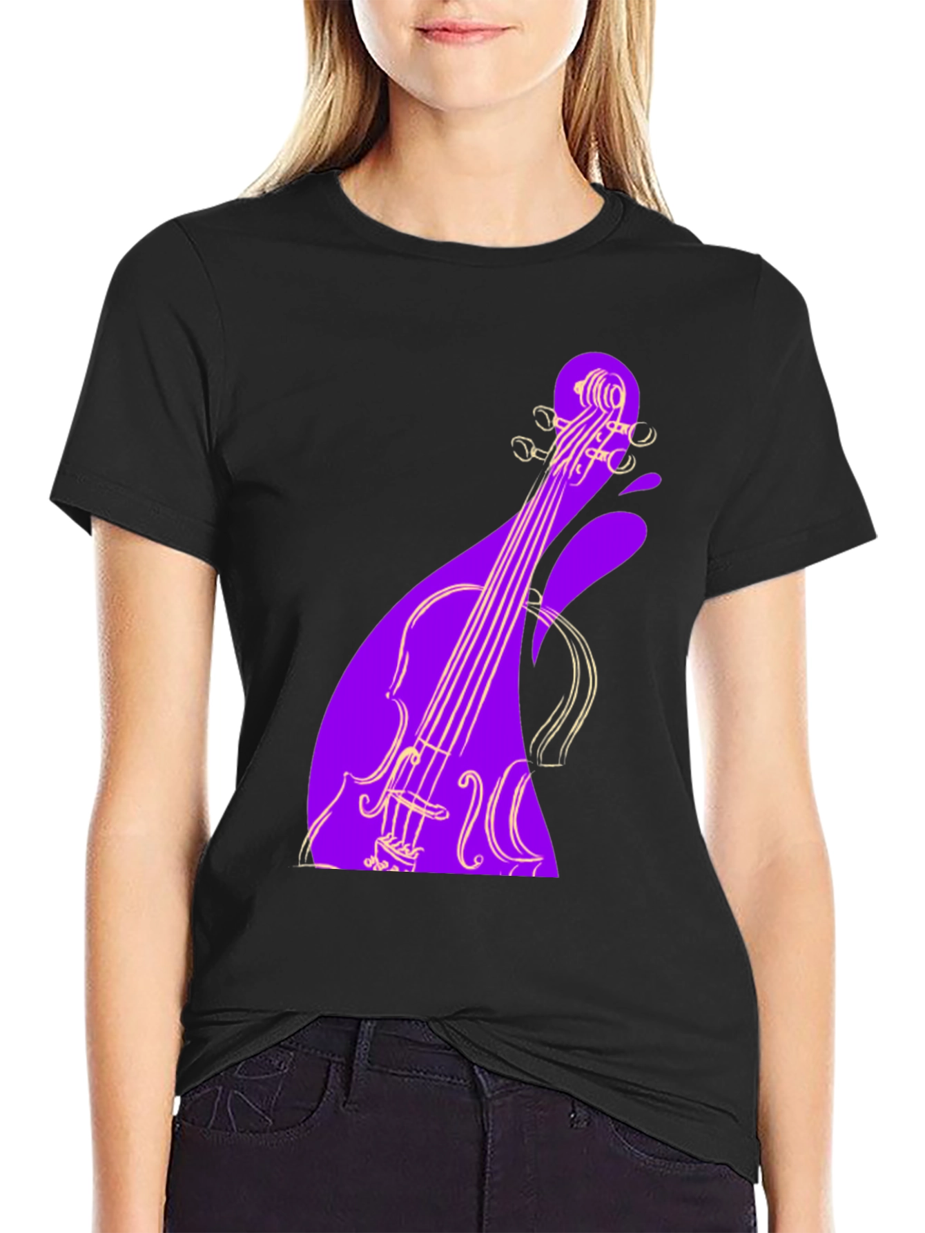 Violin Graphic Black Tee - Unique Music Lover Gift