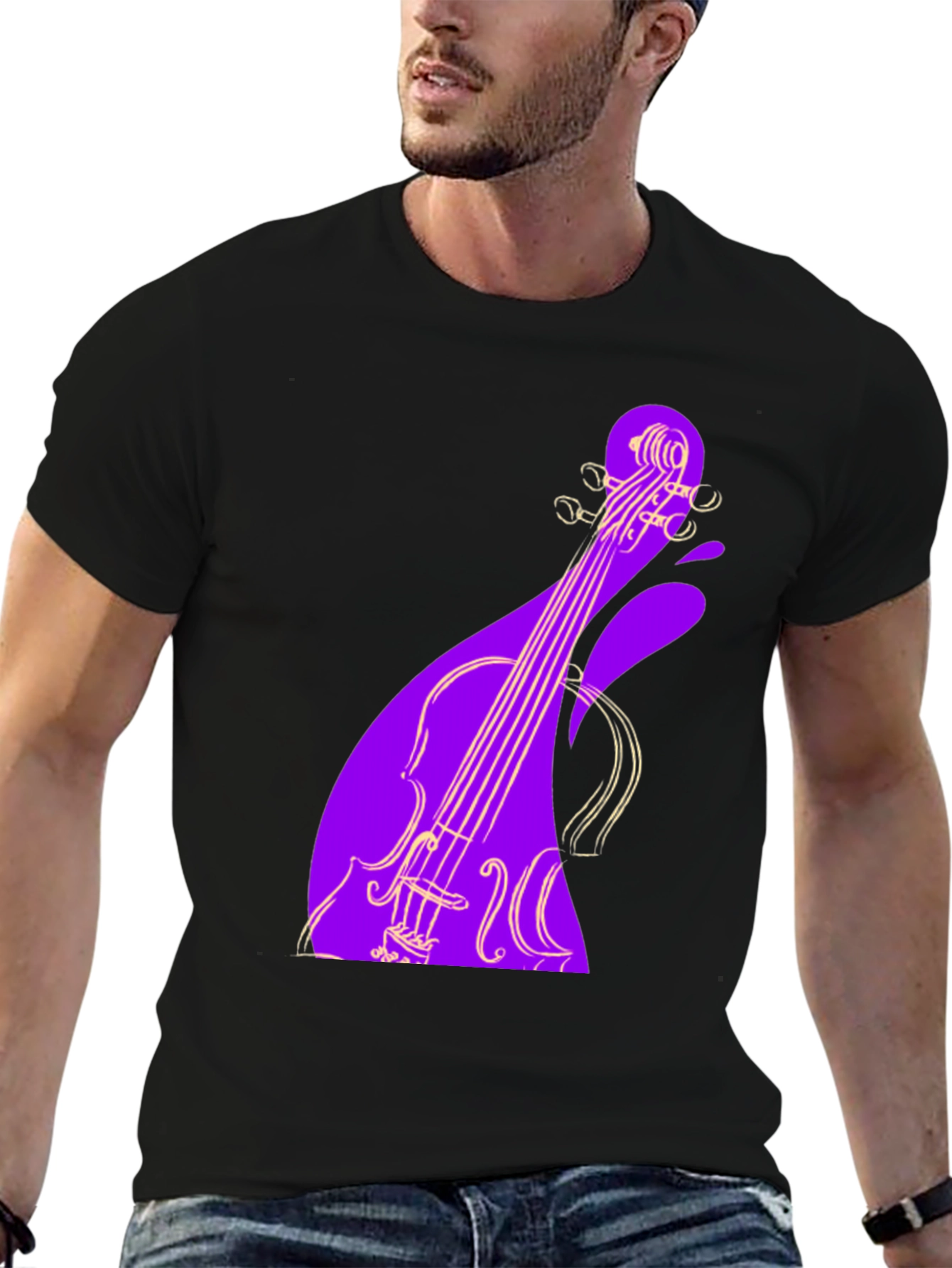 Violin Graphic Black Tee - Unique Music Lover Gift