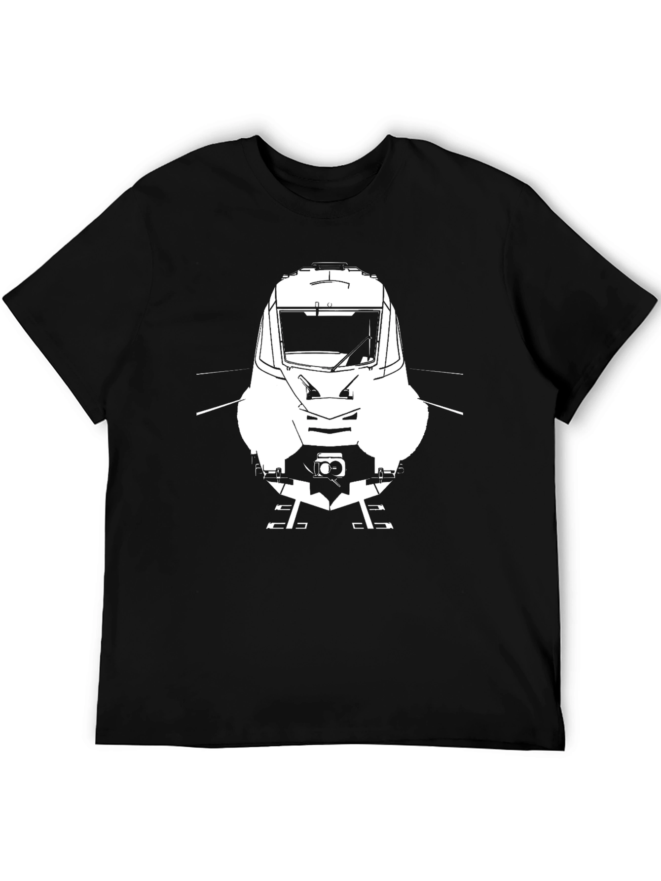 Train Graphic Tee - Black Cotton Comfort