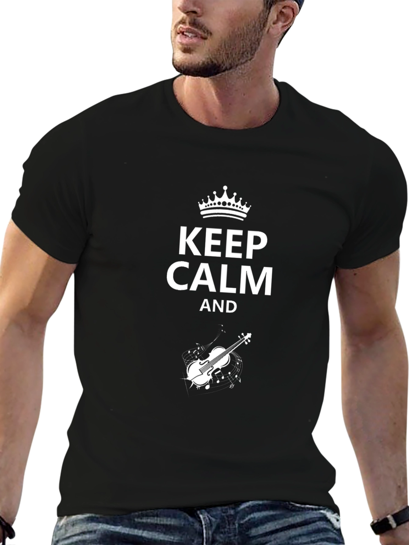 Keep Calm Violin T-Shirt - Black Cotton Tee