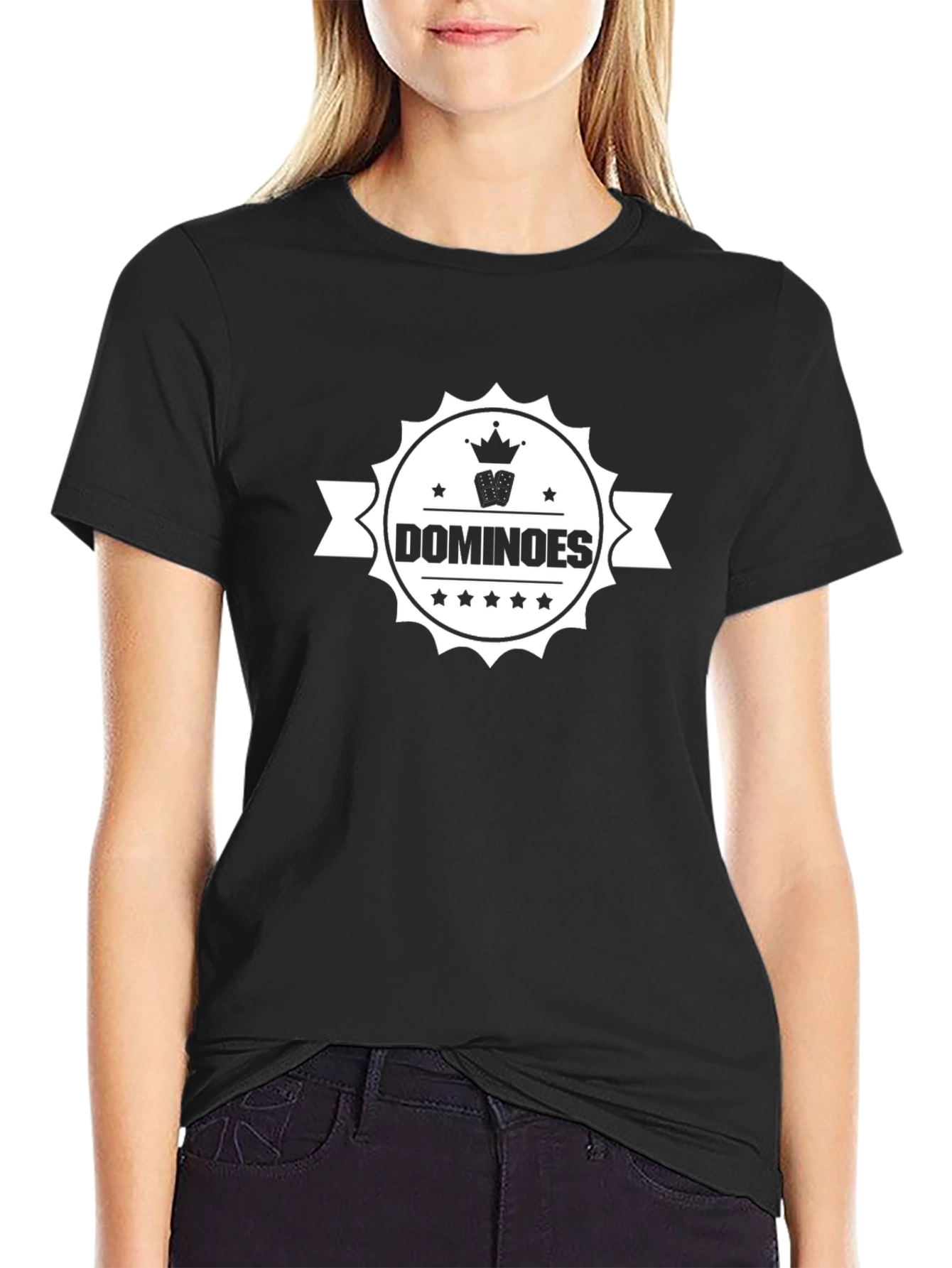 Dominoes Graphic Print Black T-Shirt