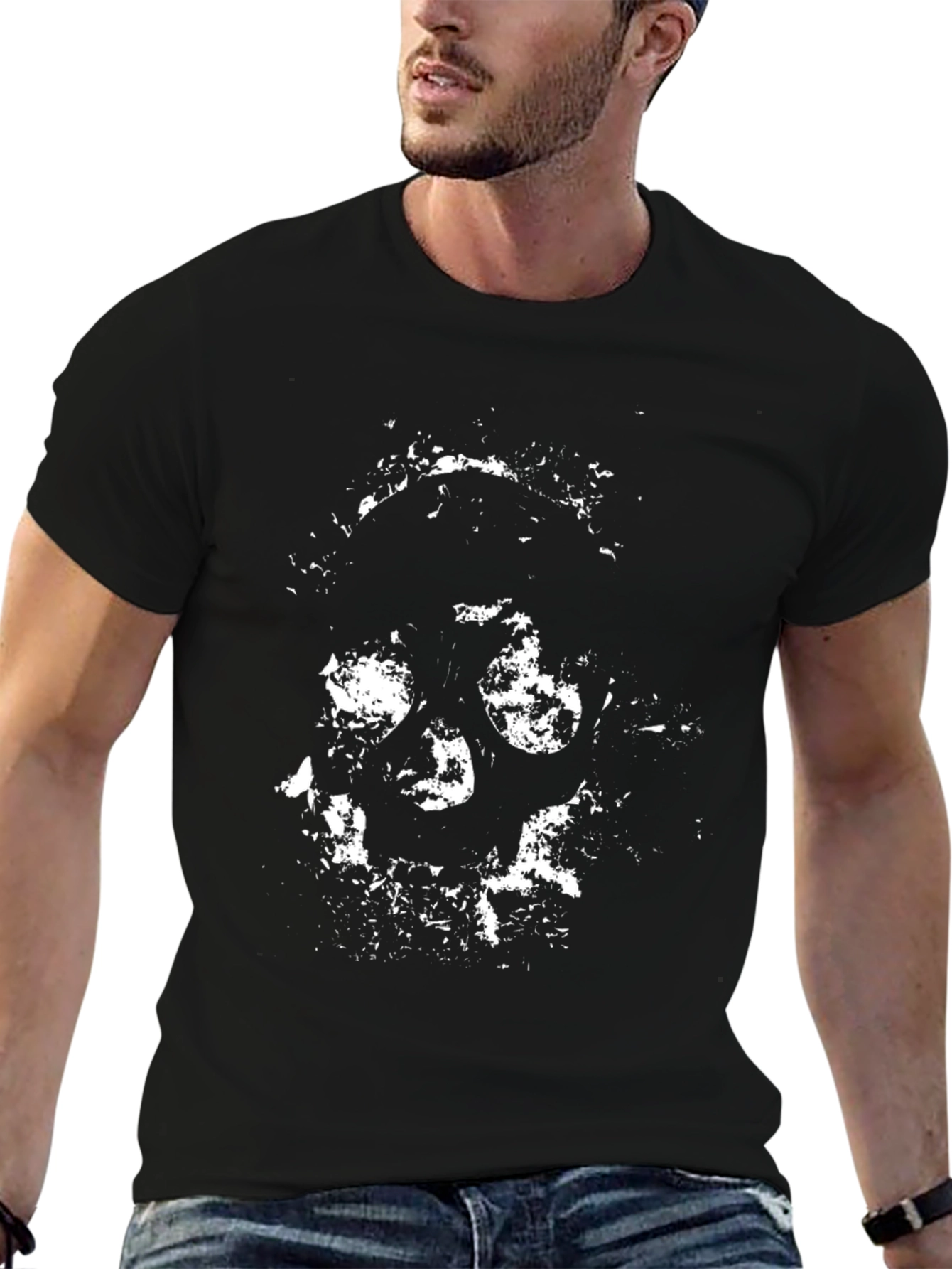 Abstract Skull Graphic Black T-Shirt