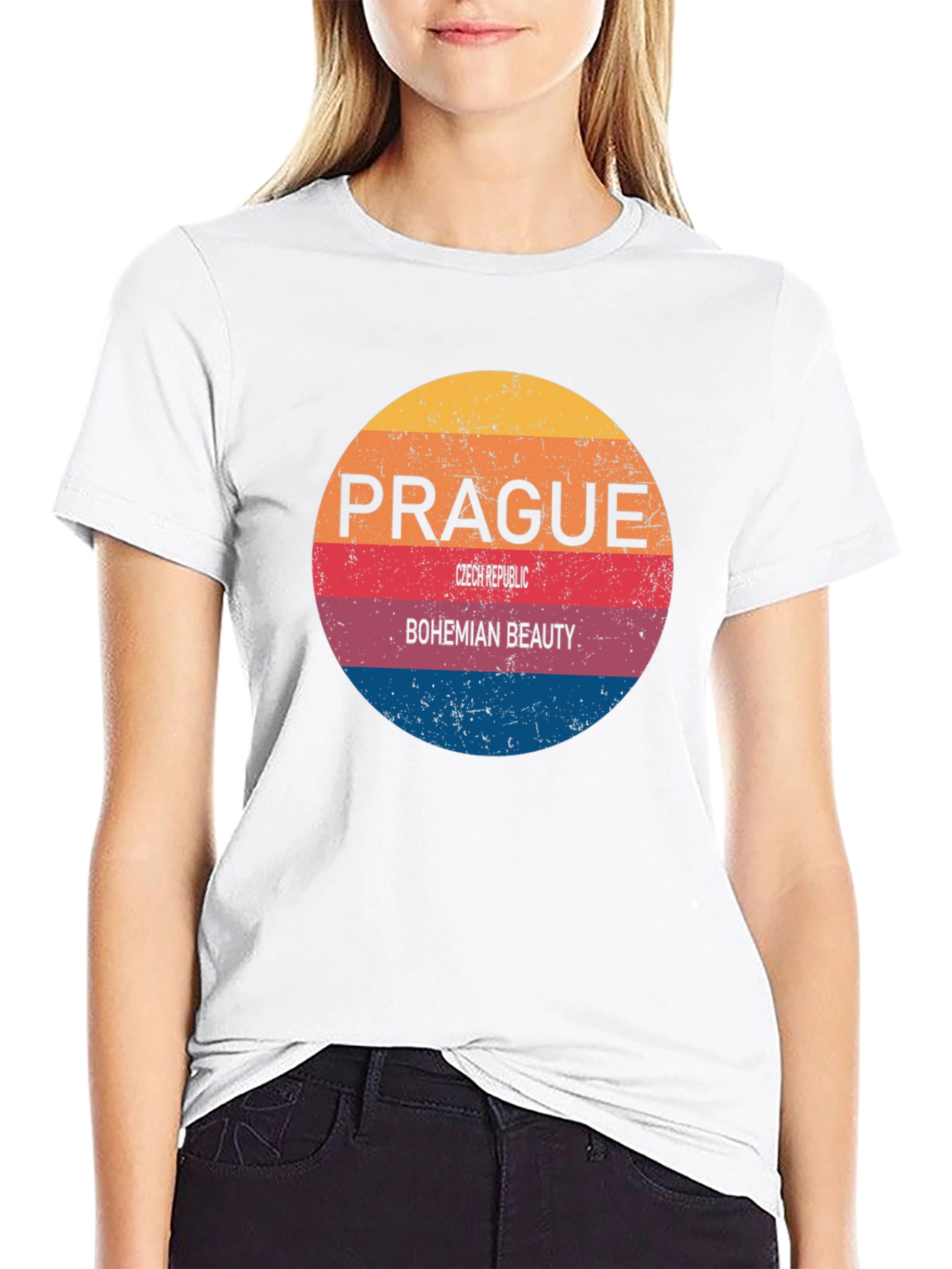 Prague Bohemian Beauty Mens Black T-Shirt