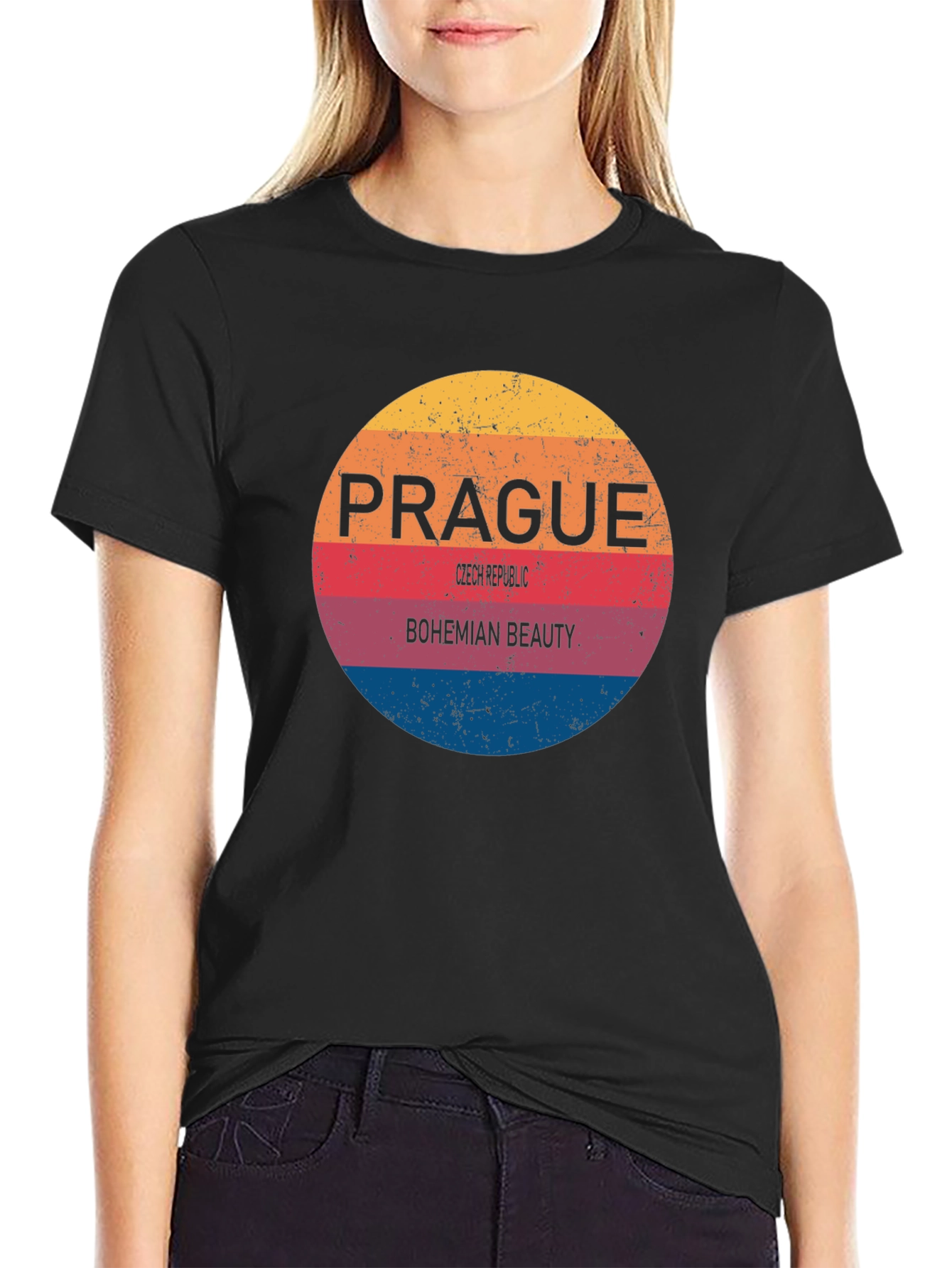 Prague Bohemian Beauty Mens Black T-Shirt