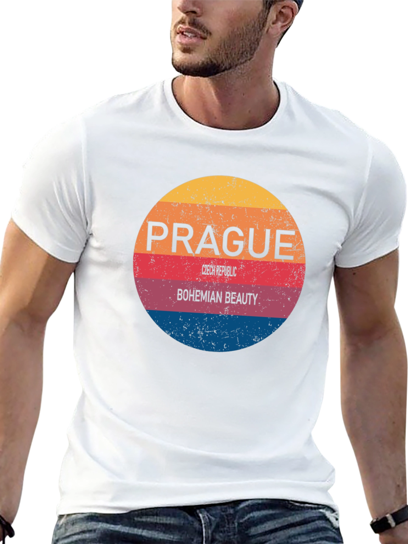 Prague Bohemian Beauty Mens Black T-Shirt