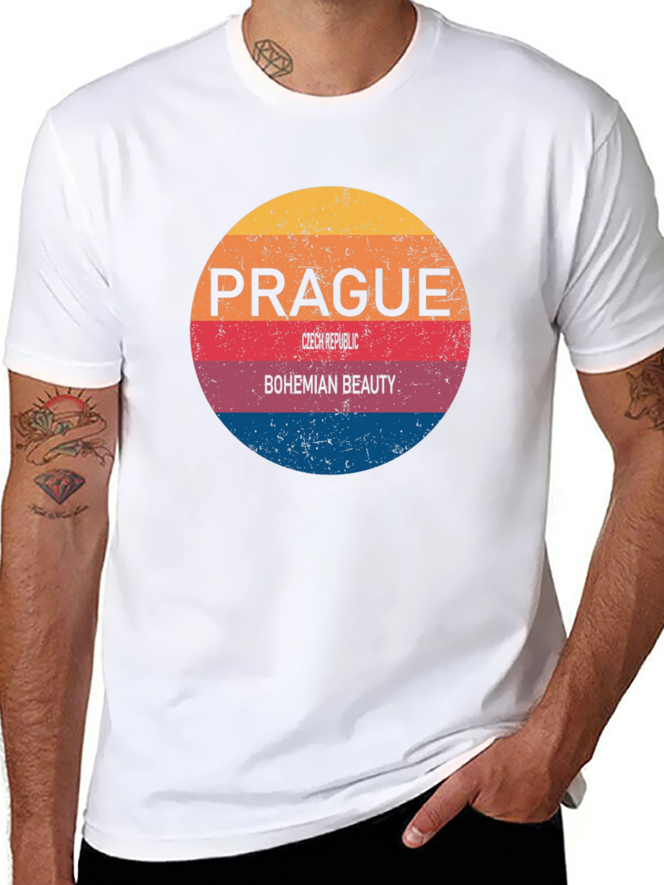 Prague Bohemian Beauty Mens Black T-Shirt