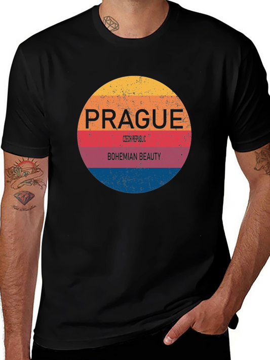Prague Bohemian Beauty Mens Black T-Shirt