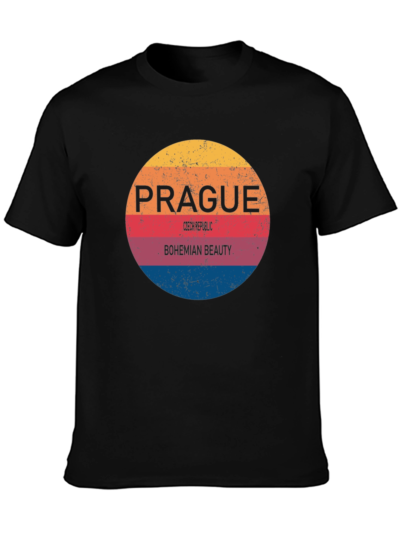 Prague Bohemian Beauty Mens Black T-Shirt