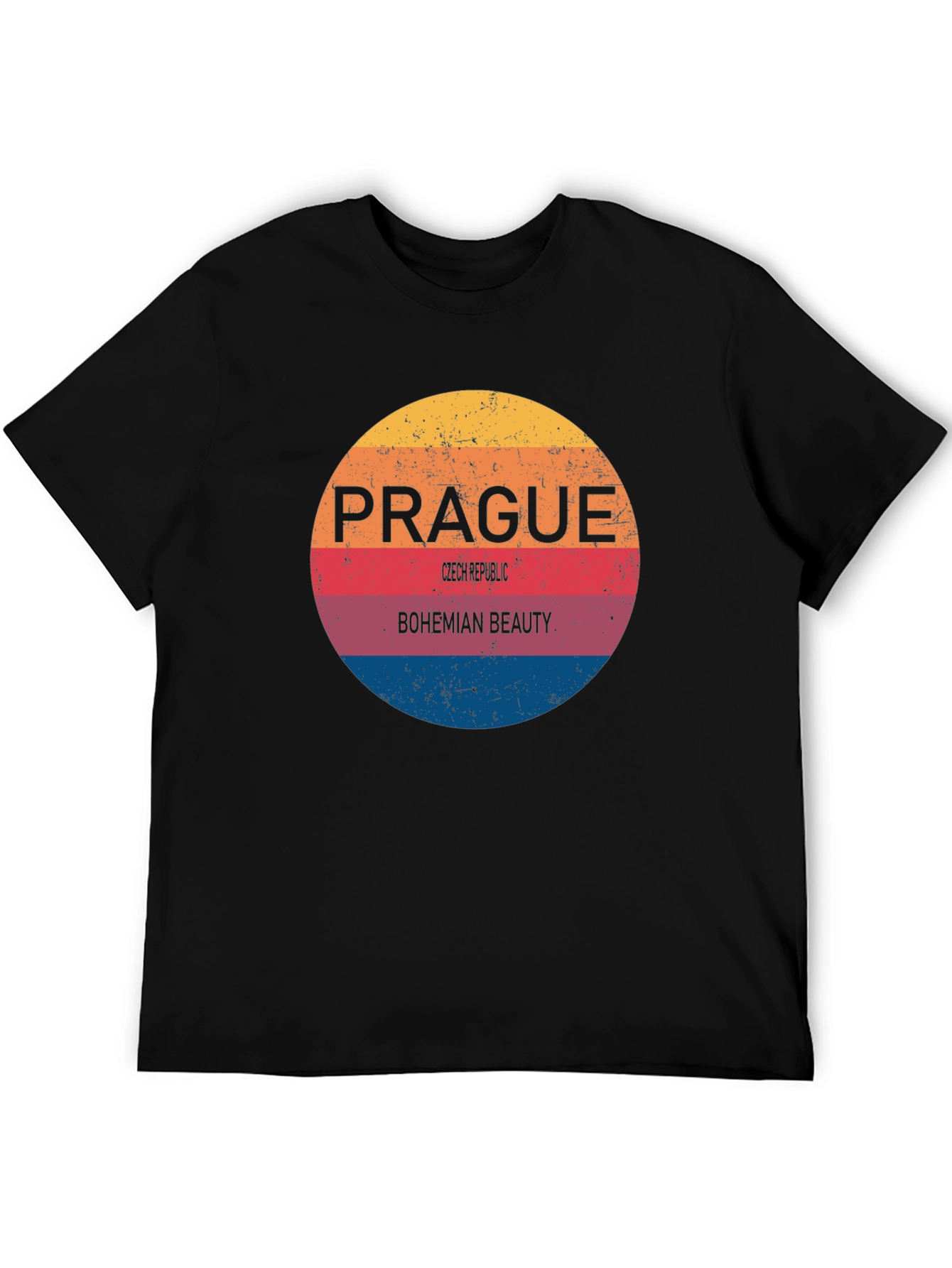 Prague Bohemian Beauty Mens Black T-Shirt