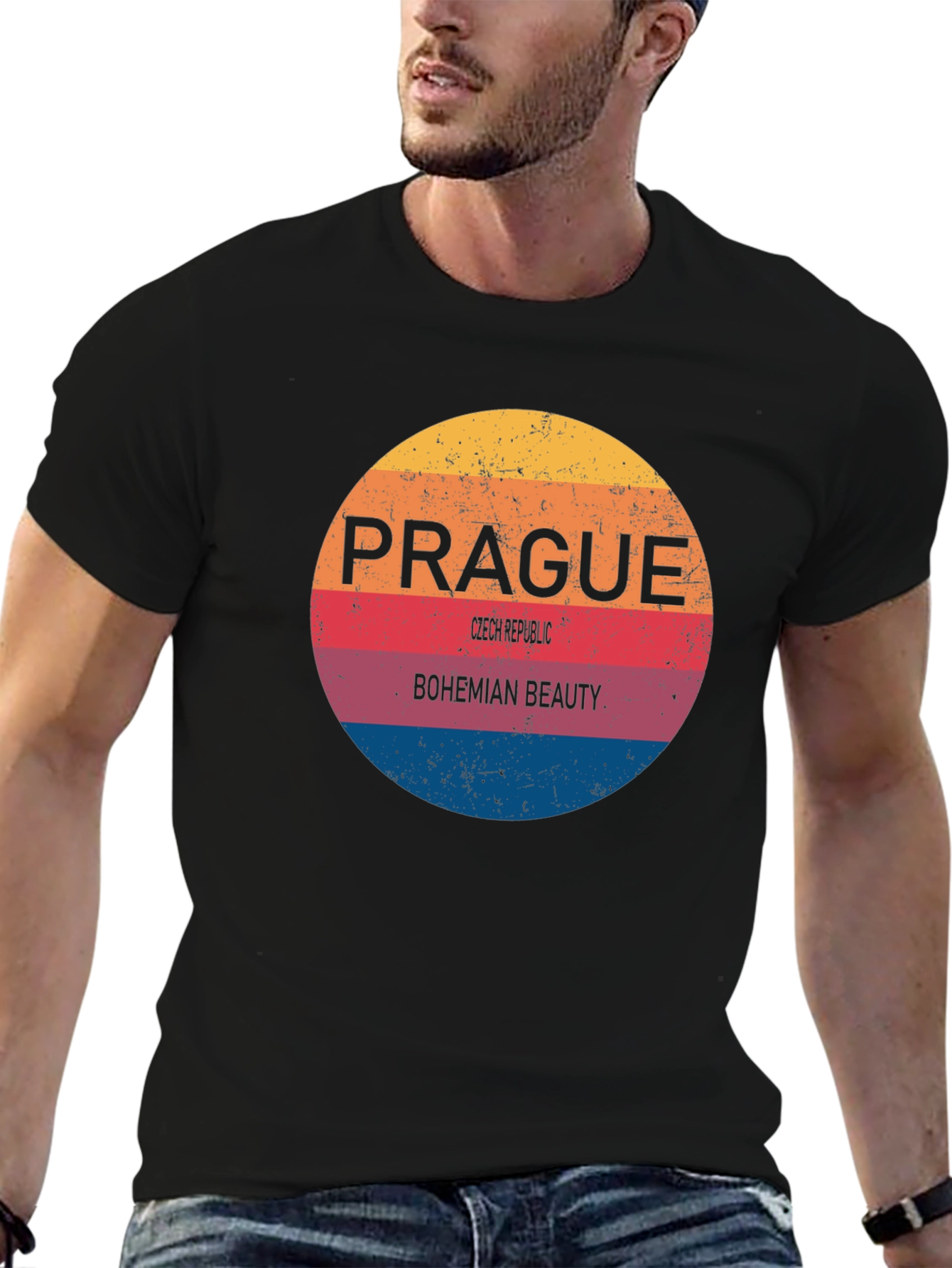 Prague Bohemian Beauty Mens Black T-Shirt