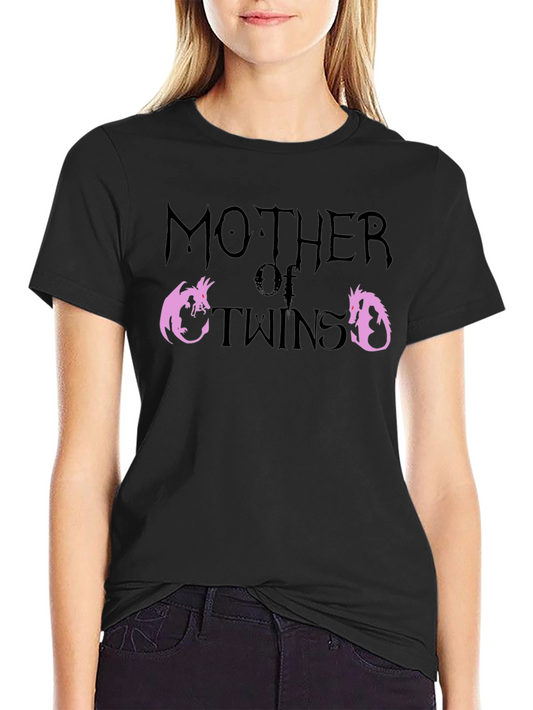 Mother of Twins Dragon Graphic Black T-Shirt