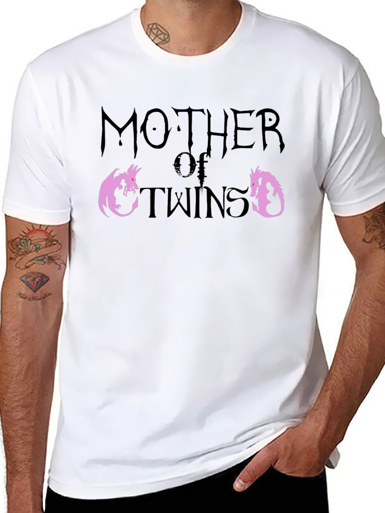 Mother of Twins Dragon Graphic Black T-Shirt