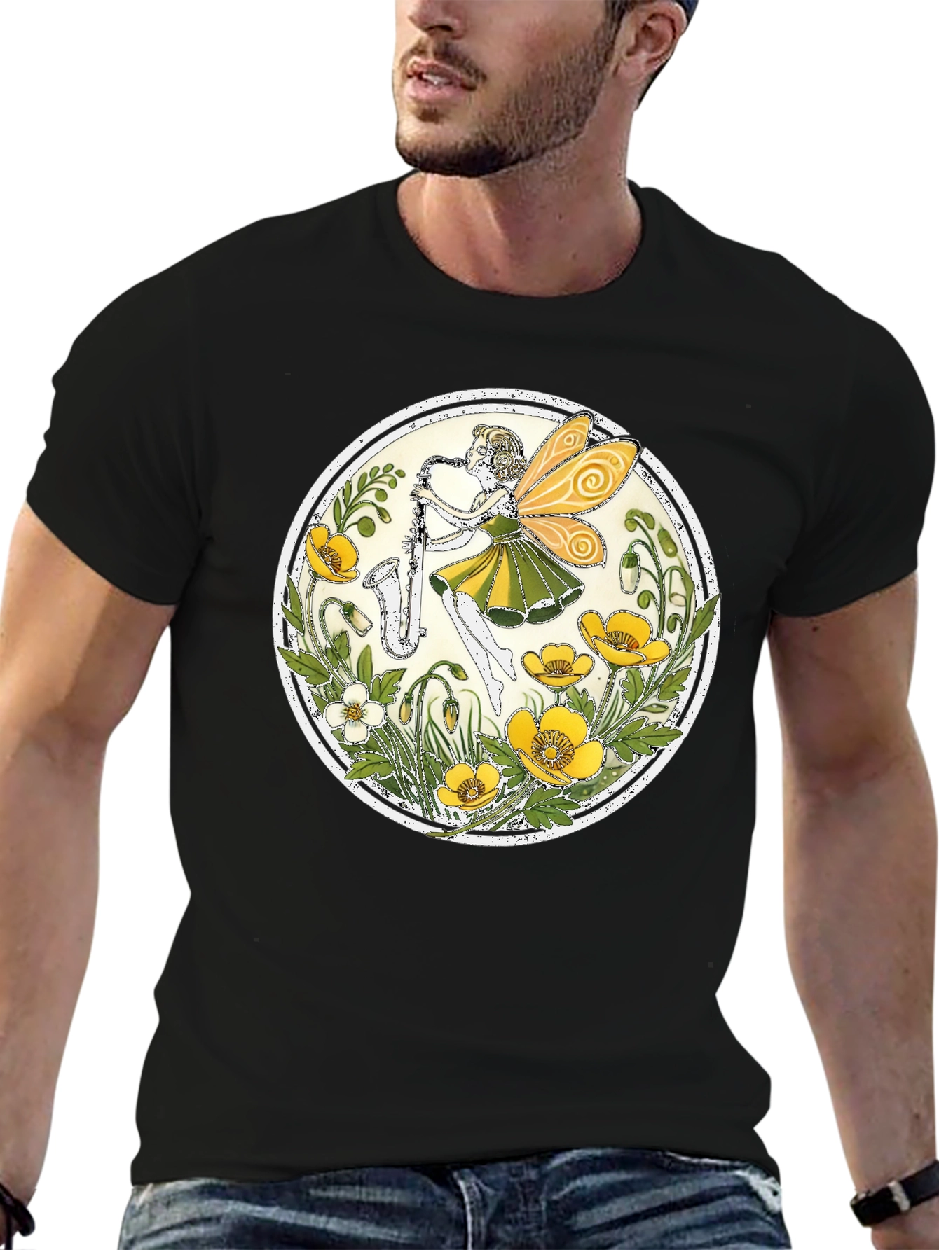 Fairy Saxophone T-Shirt - Floral Design