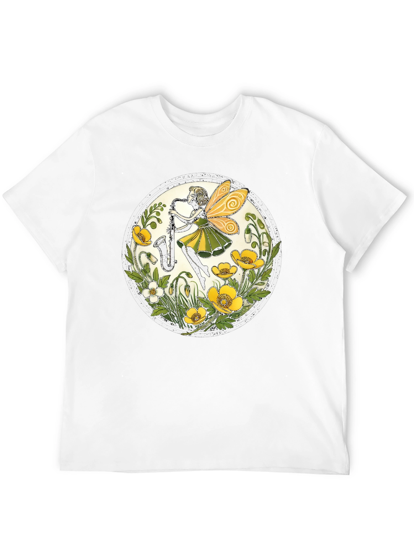Fairy Saxophone T-Shirt - Floral Design