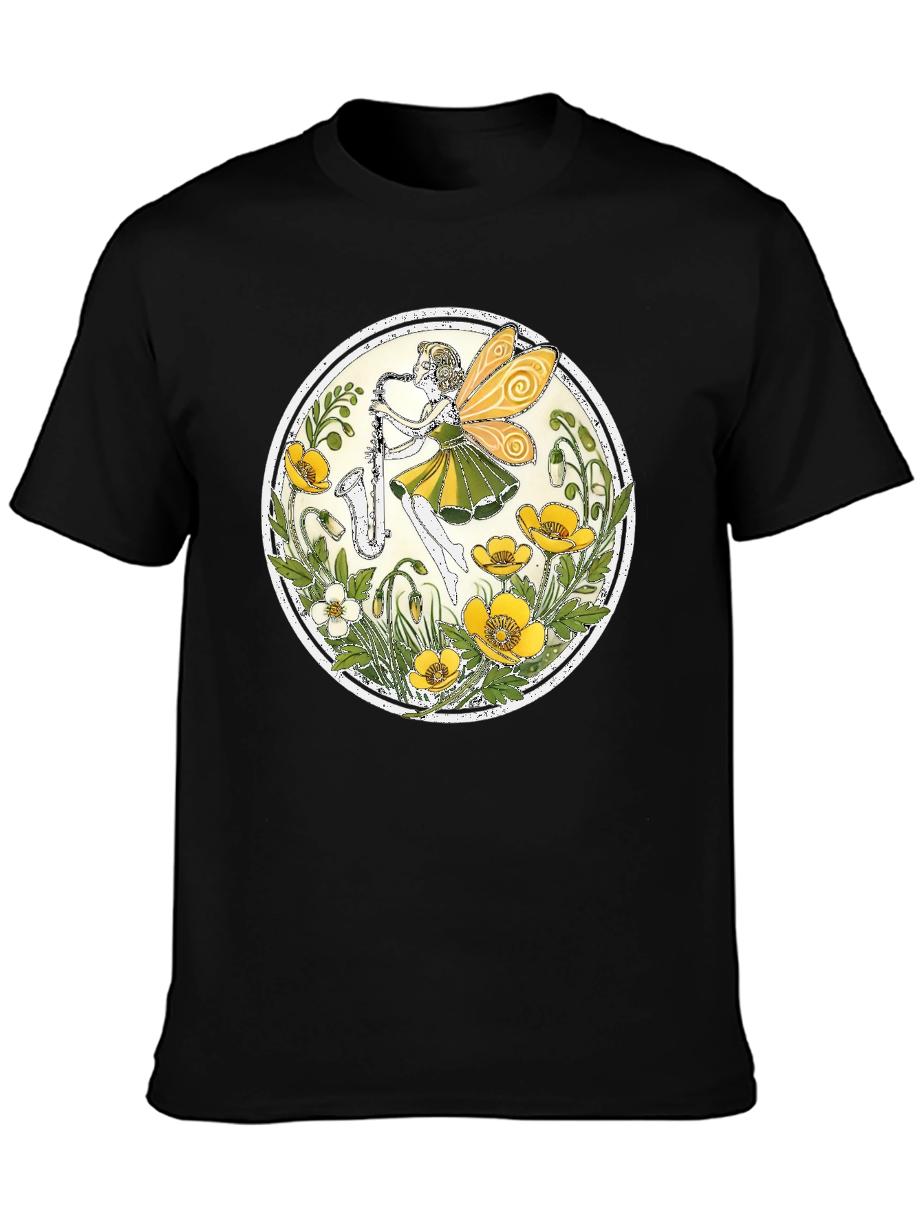 Fairy Saxophone T-Shirt - Floral Design