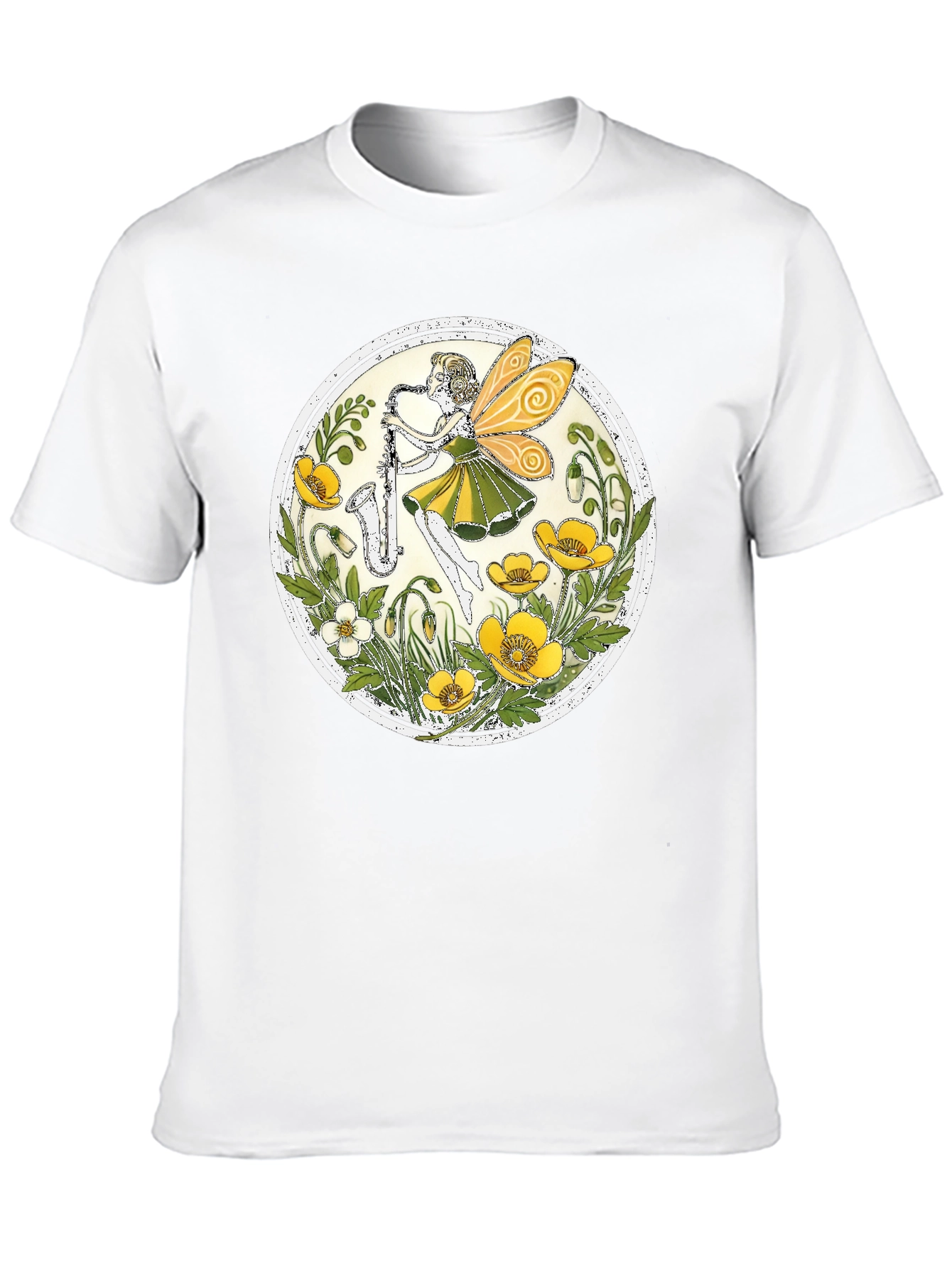 Fairy Saxophone T-Shirt - Floral Design