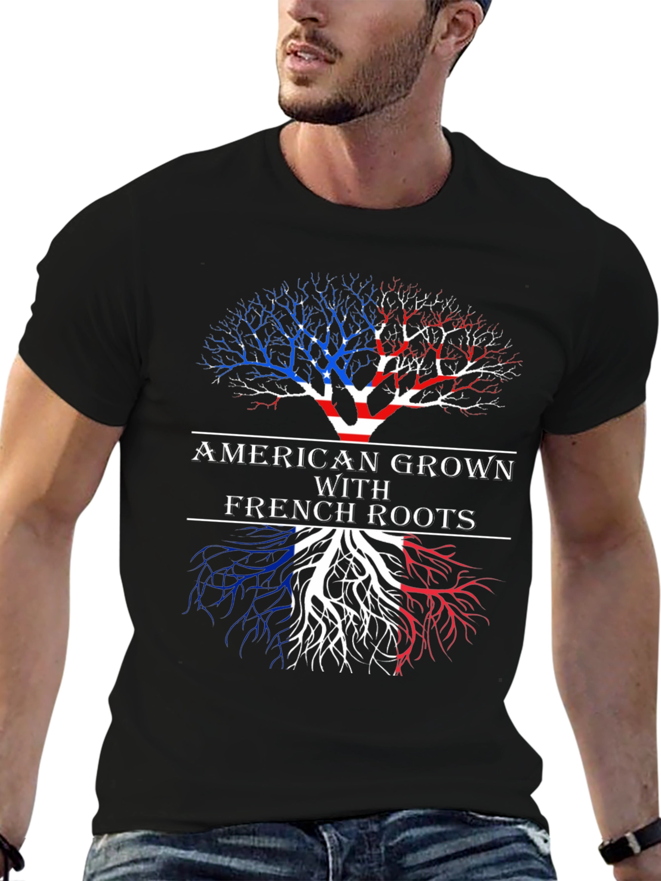 American Grown With French Roots Graphic T-Shirt