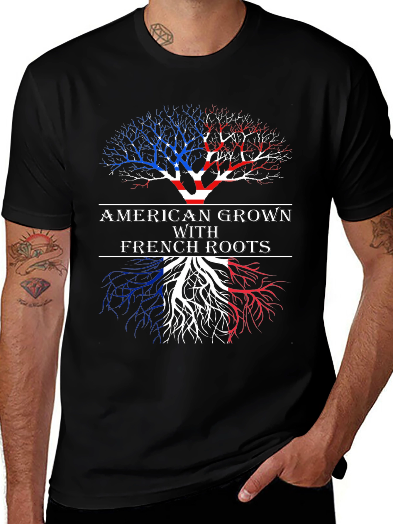 American Grown With French Roots Graphic T-Shirt