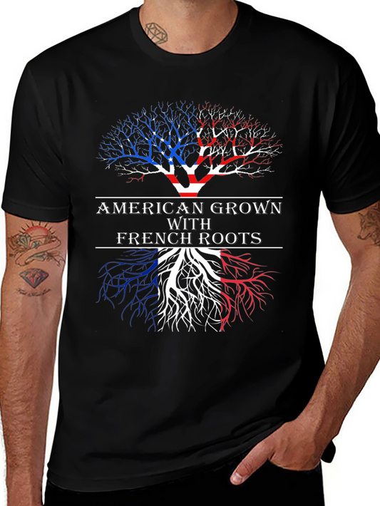 American Grown With French Roots Graphic T-Shirt