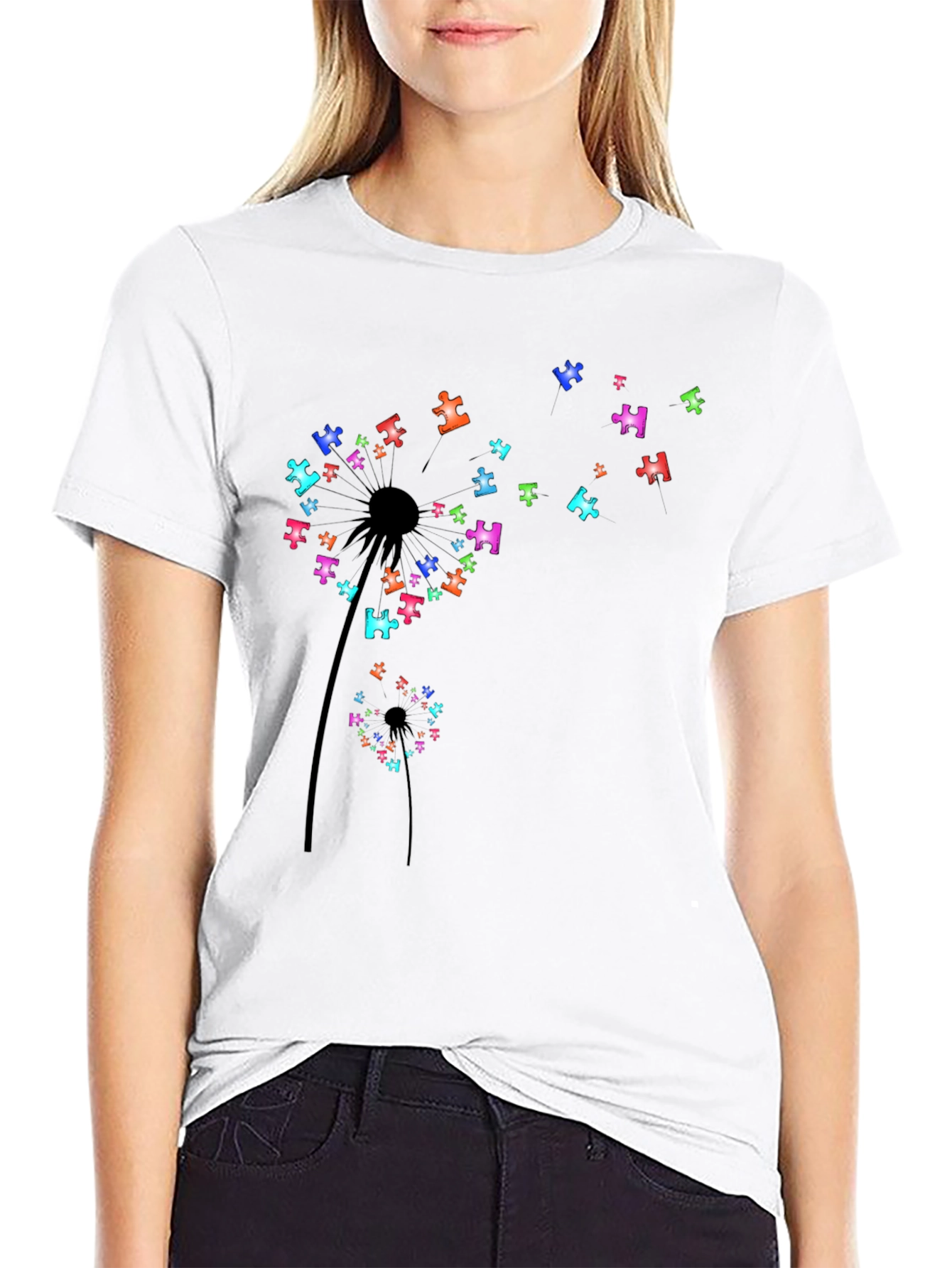 Dandelion Puzzle Piece T-Shirt - Autism Awareness