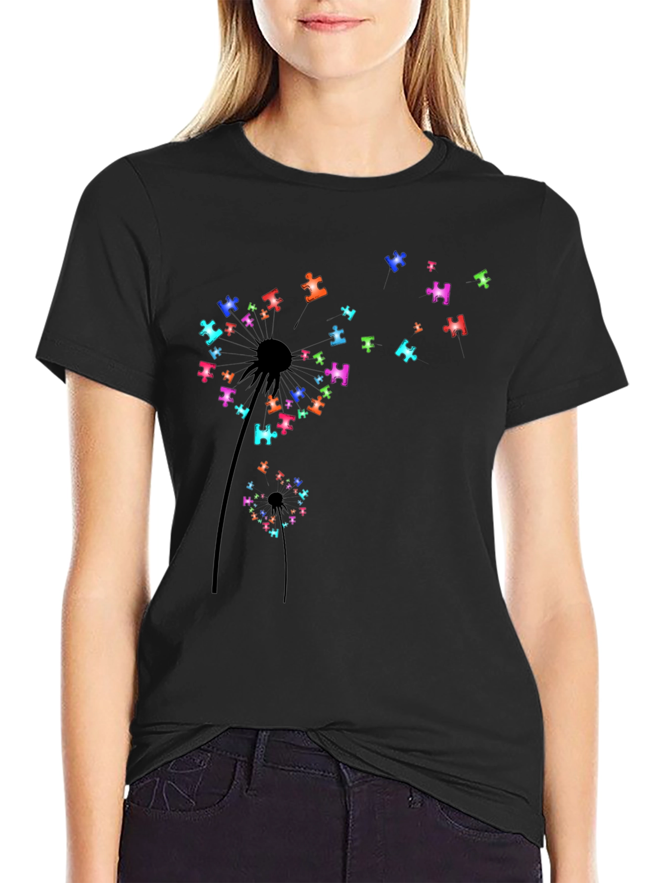 Dandelion Puzzle Piece T-Shirt - Autism Awareness