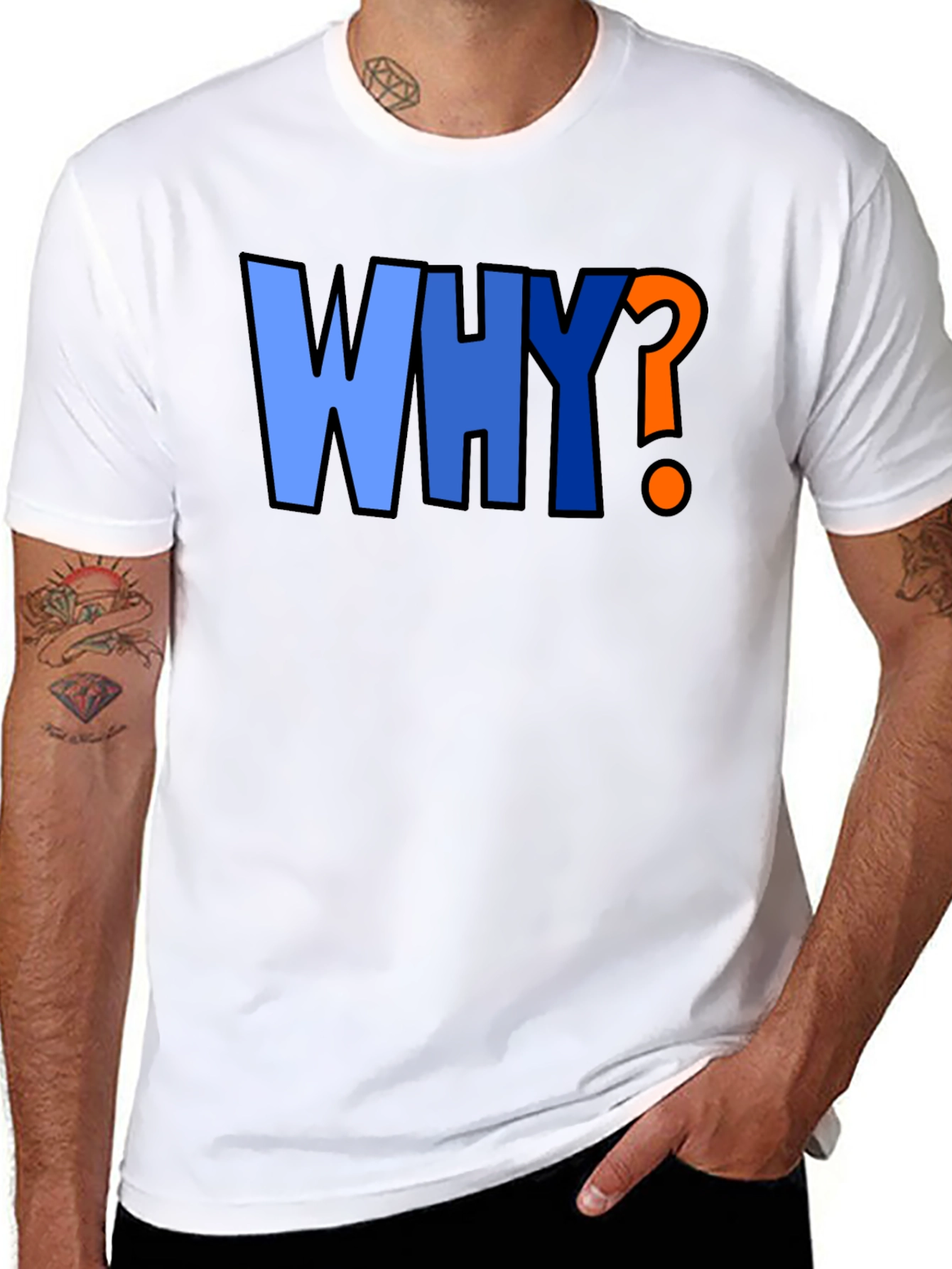 Why? Graphic Print Crew Neck T-Shirt