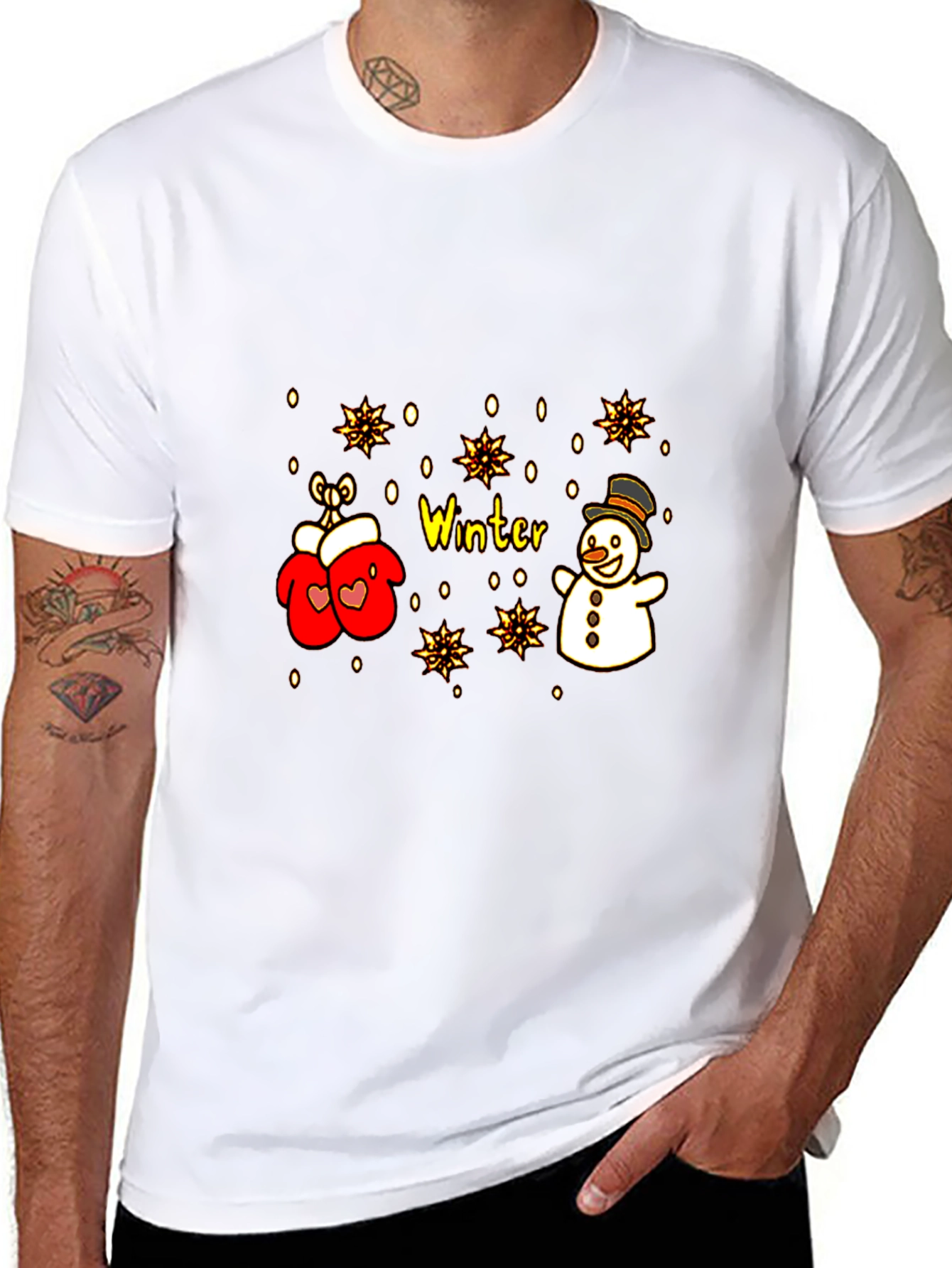 Winter Wonderland T-Shirt: Snowman and Mittens