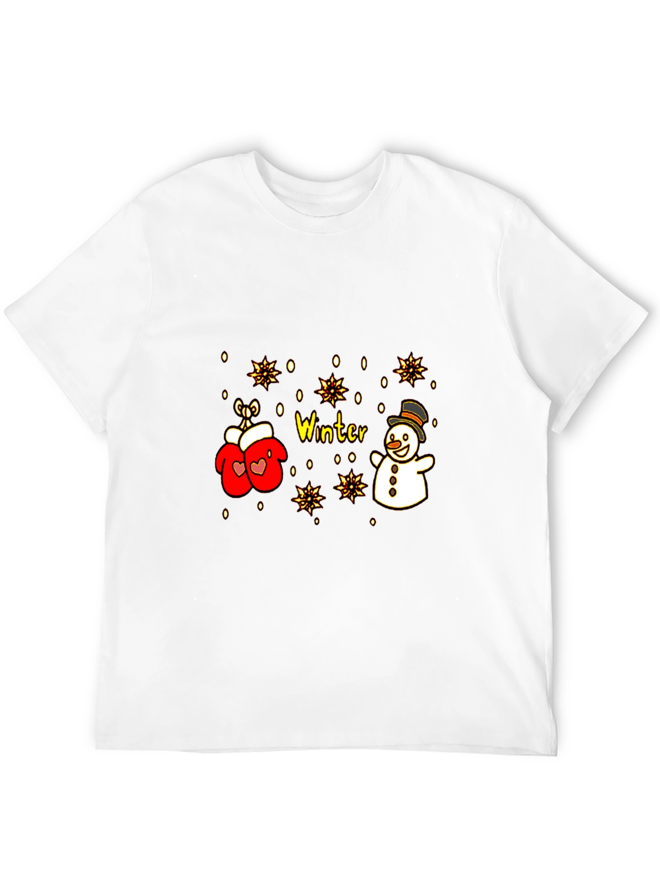 Winter Wonderland T-Shirt: Snowman and Mittens
