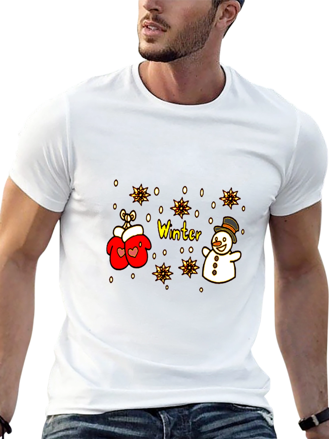 Winter Wonderland T-Shirt: Snowman and Mittens