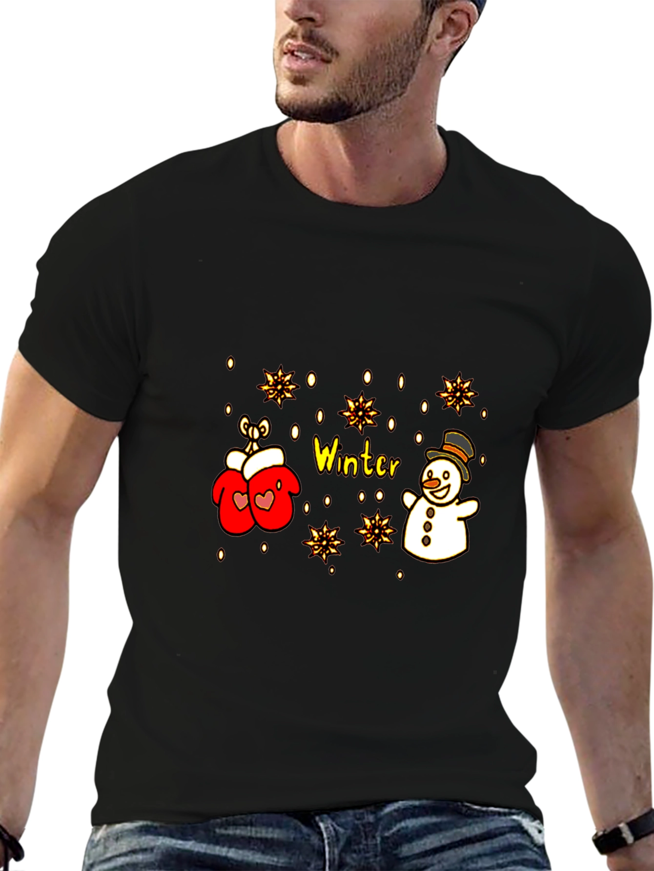 Winter Wonderland T-Shirt: Snowman and Mittens