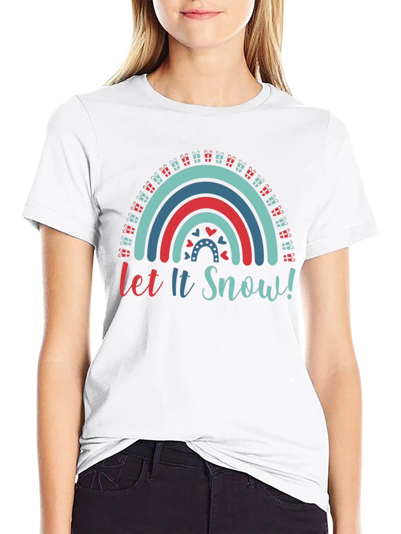 Let it Snow! Christmas Rainbow Graphic Tee