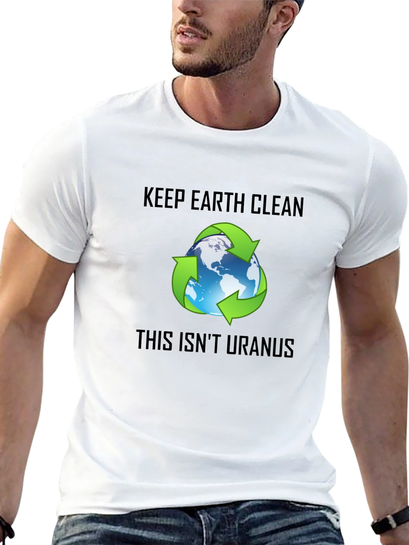 Keep Earth Clean Recycle Graphic Black T-Shirt