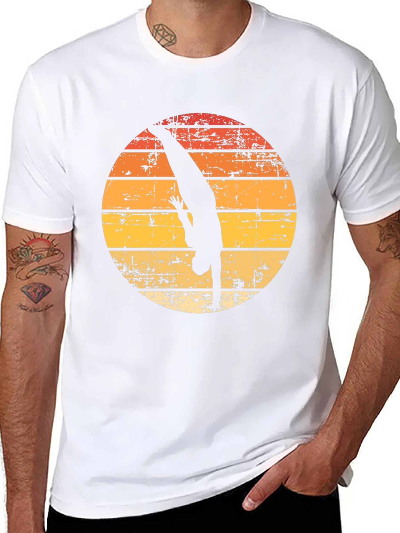 Sunset Diver Graphic Tee - Retro Style