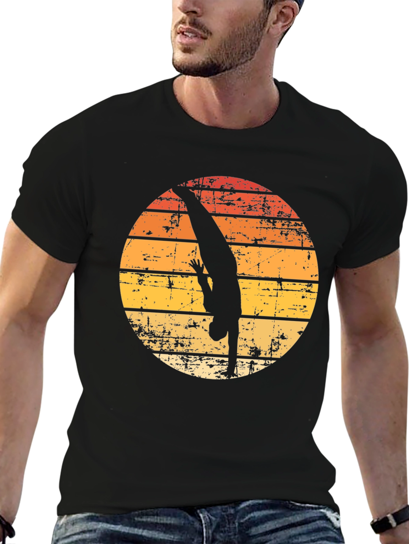 Sunset Diver Graphic Tee - Retro Style