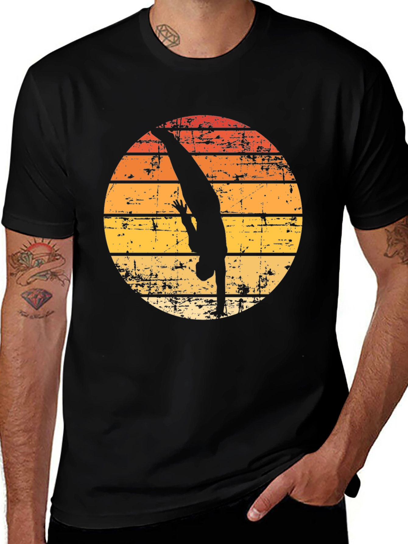 Sunset Diver Graphic Tee - Retro Style